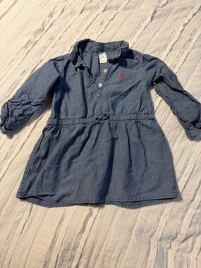 Carter's Denim Blue Shirt Dress with Red Heart Accent